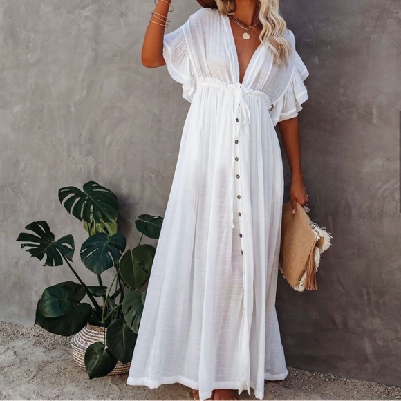 fitted lace wedding dress Mqtime Slip White Boho Long Summer Dress Women 2022 Solid Color Backle –  mqtime